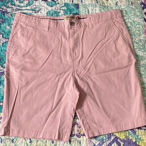 Men's Pink Flat-Front Cotton Shorts